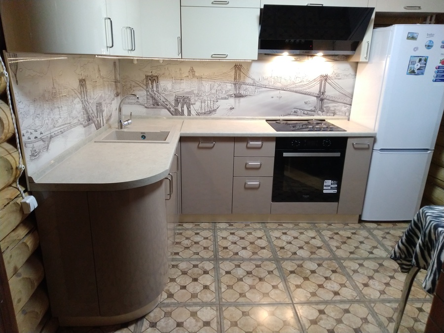 Белый кухонный гарнитур-Кухня МДФ в ПВХ «Модель 38»-фото1